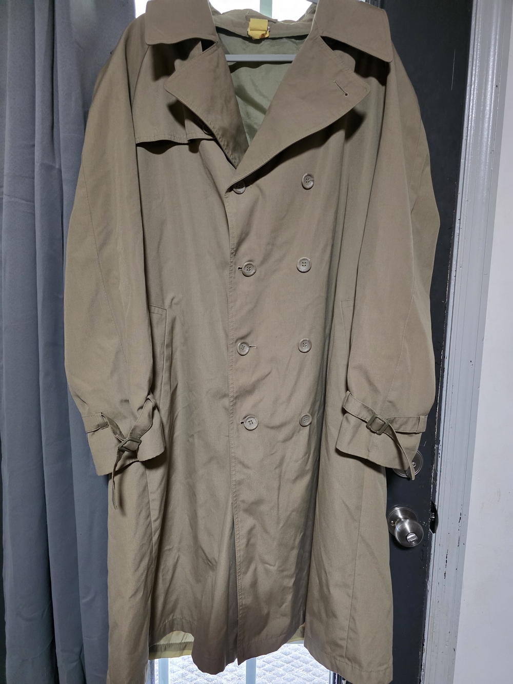 Men's Khaki Double-Breasted Trench Coat